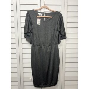 London Times Capelet Stretch Dress Women's Size 12 Gray NWT